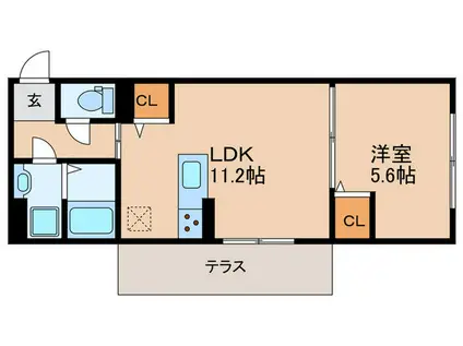 FLEURII(1LDK/1階)の間取り写真