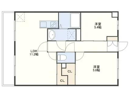 モアナベルコート(2LDK/1階)の間取り写真