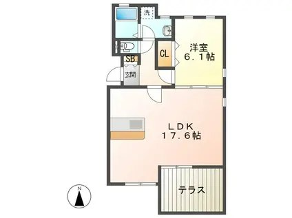 ネスト諸の木(1LDK/1階)の間取り写真