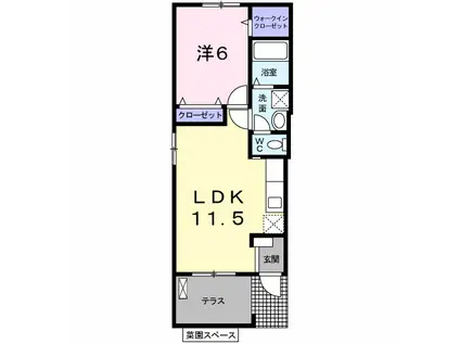 エンテラス池内 C(1LDK/1階)の間取り写真