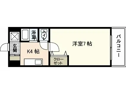 サンスクエア大芝(1K/2階)の間取り写真