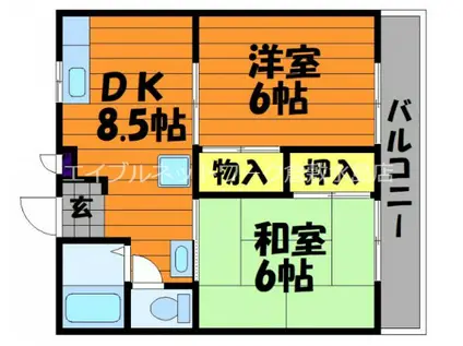 エクセレンス笹沖(2DK/3階)の間取り写真
