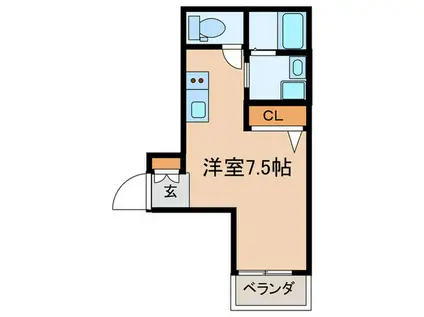 ベイコート(ワンルーム/3階)の間取り写真