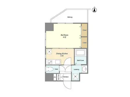 シェル中野弥生町(1K/5階)の間取り写真