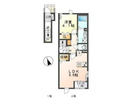 サンパレスX(1LDK/2階)の間取り写真