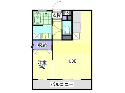 HERMITI棟(1LDK/3階)の間取り写真