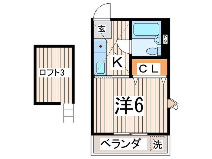 エルムハイツ追浜(1K/2階)の間取り写真