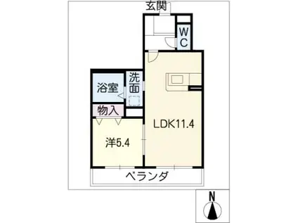 ハーモニアス(1LDK/3階)の間取り写真