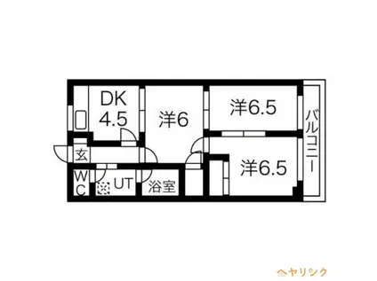 スカイハイツ B棟(2LDK/3階)の間取り写真