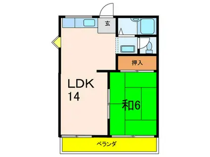 安井ハイツ(1LDK/1階)の間取り写真