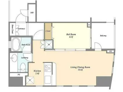 MG目黒駅前(1LDK/4階)の間取り写真