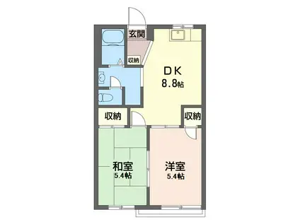 カーサビアンカ(2DK/1階)の間取り写真