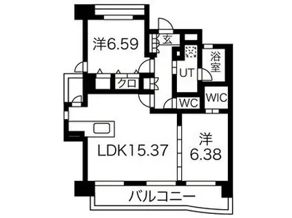 パラシオン西新(2LDK/5階)の間取り写真