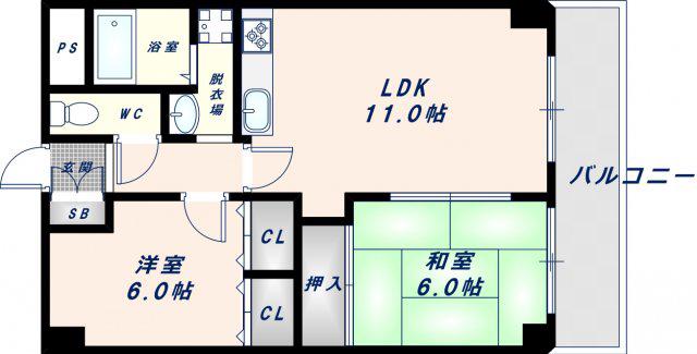 クレージュ(2LDK/2階)の間取り写真