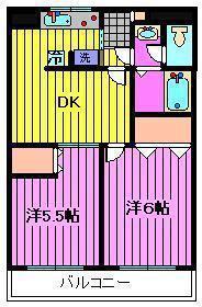 エステ戸田公園(2DK/2階)の間取り写真