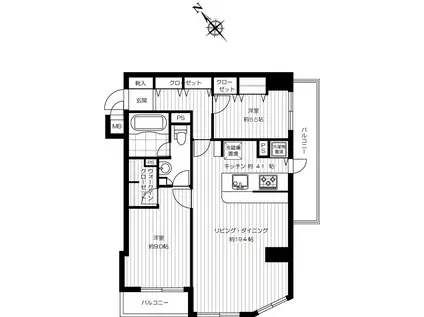 グラマシー恵比寿(2LDK/5階)の間取り写真