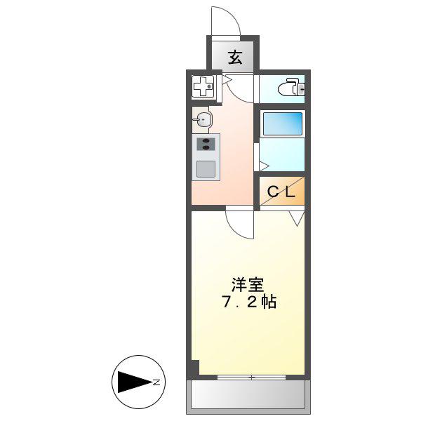 ベレーサ金山(1K/2階)の間取り写真