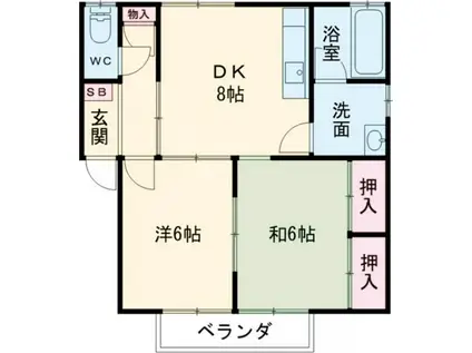 シャンテ吉田A(2DK/1階)の間取り写真