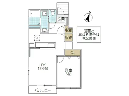 カーサ アバンツァートI(1LDK/1階)の間取り写真