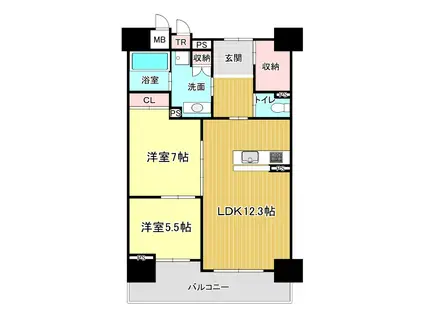 マスターズステージ泉ヶ丘(2LDK/6階)の間取り写真