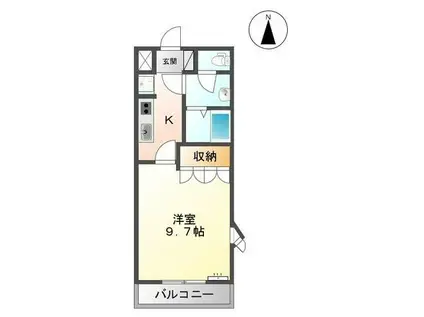 ピュアラK(1K/2階)の間取り写真