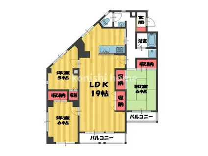 ニュー神野ビル(3LDK/3階)の間取り写真