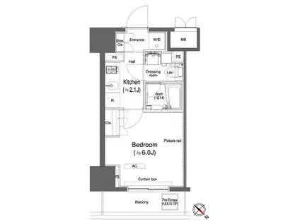 カスタリア大森II(1K/5階)の間取り写真