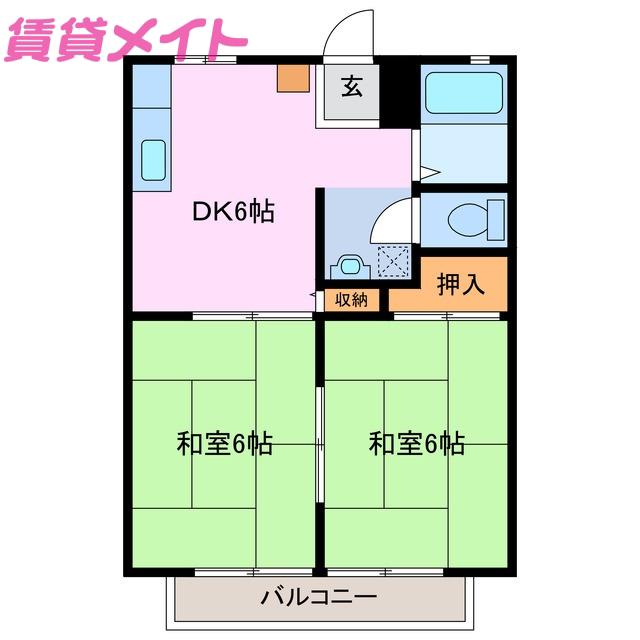 プチロワール(2DK/2階)の間取り写真