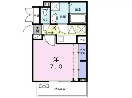 ジャスミン(1K/1階)の間取り写真