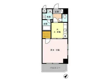 ルミエール中ノ坂(1K/3階)の間取り写真