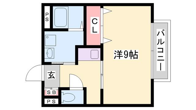 アヴェニュー谷川(1K/1階)の間取り写真