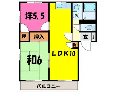 メイプルリーフA (2LDK/2階)の間取り写真