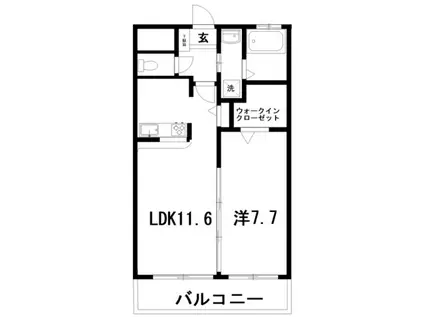サウスヘヴン(1LDK/3階)の間取り写真