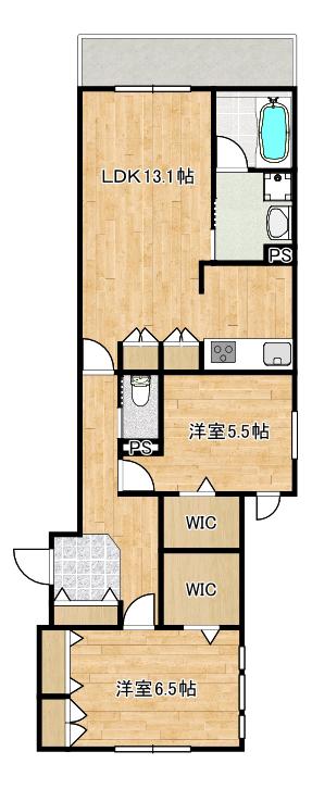 LA MAISON 千年(2LDK/2階)の間取り写真