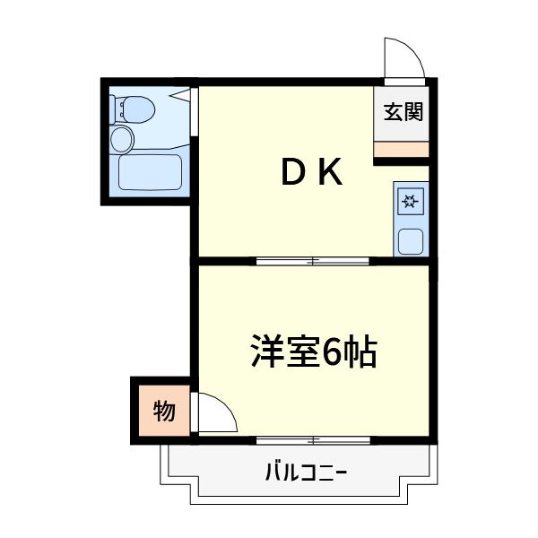 ベルコーポ(1DK/3階)の間取り写真