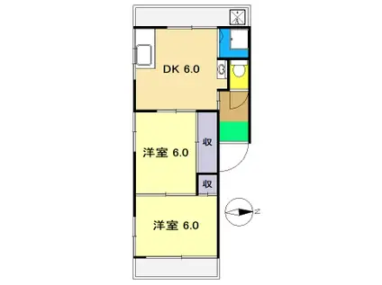 シャトレ青山(2DK/1階)の間取り写真