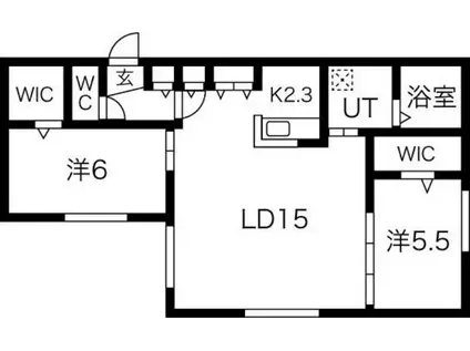 ALPHA 菊水(2LDK/2階)の間取り写真