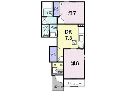 ファシネイション春日2(2DK/1階)の間取り写真