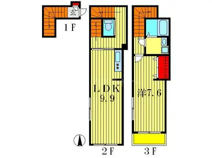 四つ木エスコート8(1LDK/2階)の間取り写真