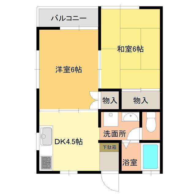 キーンツハイム(2DK/2階)の間取り写真