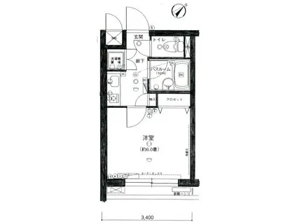 エクセシオーネ赤塚(1K/1階)の間取り写真