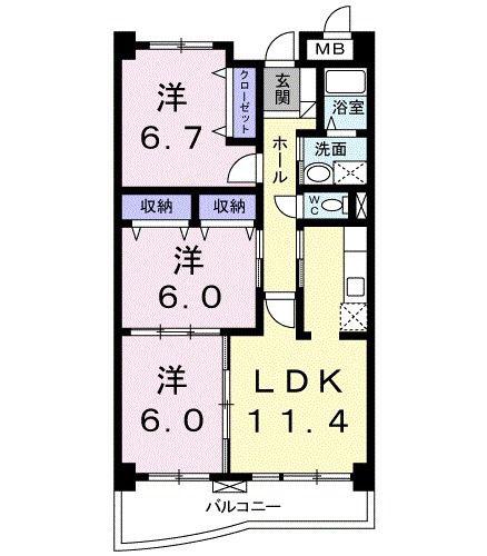 グランドレジデンス(3LDK/3階)の間取り写真