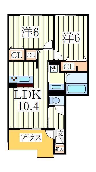 HANABUSA I(2LDK/1階)の間取り写真