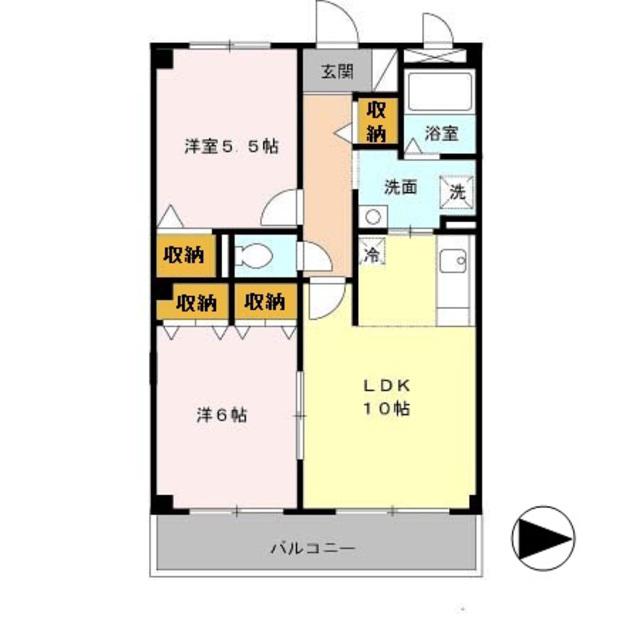 モナークコート(2LDK/3階)の間取り写真