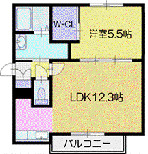パッシブプレイスA棟(1LDK/2階)の間取り写真