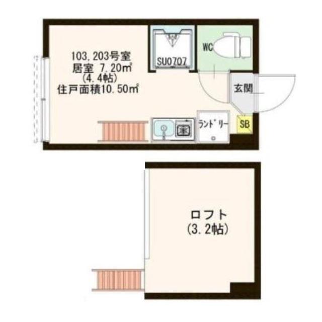 リュクスシティー高井戸(ワンルーム/1階)の間取り写真