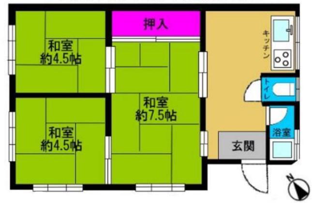 カラーズビンテージ高取山(4DK/1階)の間取り写真