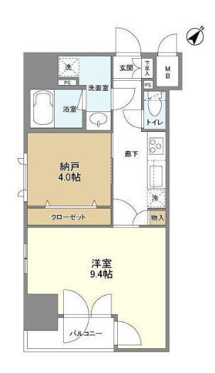 コートテラス東日本橋(1SK/5階)の間取り写真