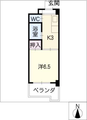 サン・ウエダビルI(1K/3階)の間取り写真