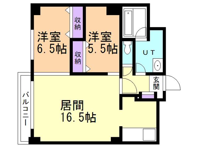 ベルシー室蘭(2LDK/2階)の間取り写真